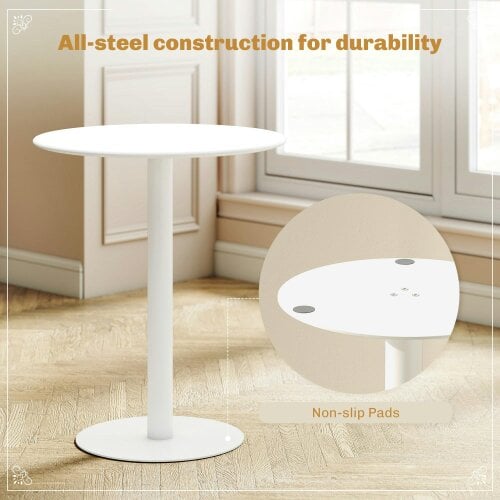 Wyld Haus Susuyo Metal And Wood White Round Dining Table With Steel Base 60 x 60 cm