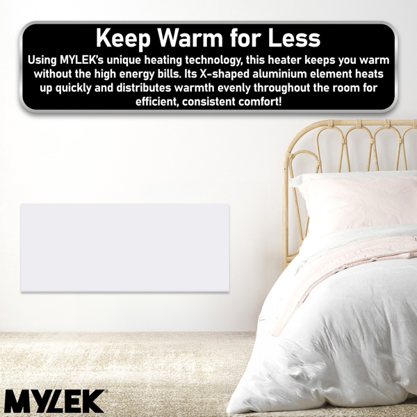 MYLEK Panel Space Heater White 2KW Eco, Smart and WiFi App Slimline Low Energy - Wall Mounted, Bathroom IPX4