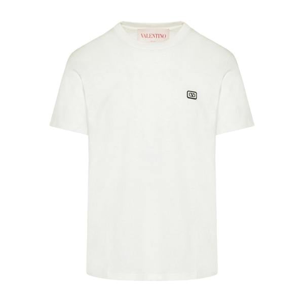 Valentino Small VLOGO Patch Embroidered T-Shirt   in  White