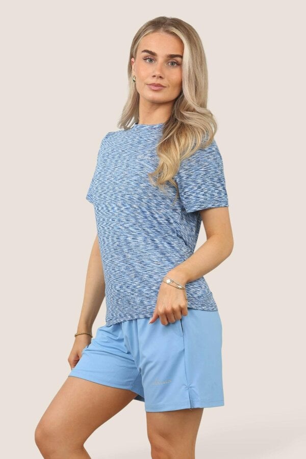 Elaina Fashion Women's Activewear Set – Lightweight Performance T-Shirt & Shorts with Pockets, Gym, Yoga, Running | Various Colours - Blue