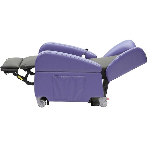 Dual Motor Rise and Recline Lounge Chair - Wipe Clean PU Fabric Black and Purple Loops