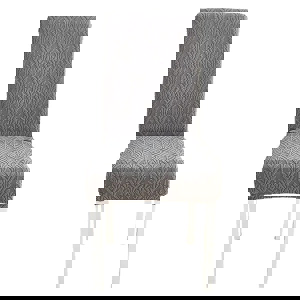 Anyseat Chair Cover Dark Grey Series Leaf Lines Design with Elastic Material for Dining Room Kitchen Wedding Hotel Banquet Restaurant