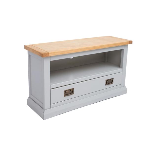 Cabinet Bits Loreo Light Grey 1 Drawer TV Cabinet Brass Drop Handle