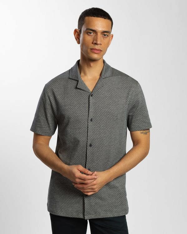 Steel & Jelly Diamond & Dot Jacquard Short Sleeve Shirt