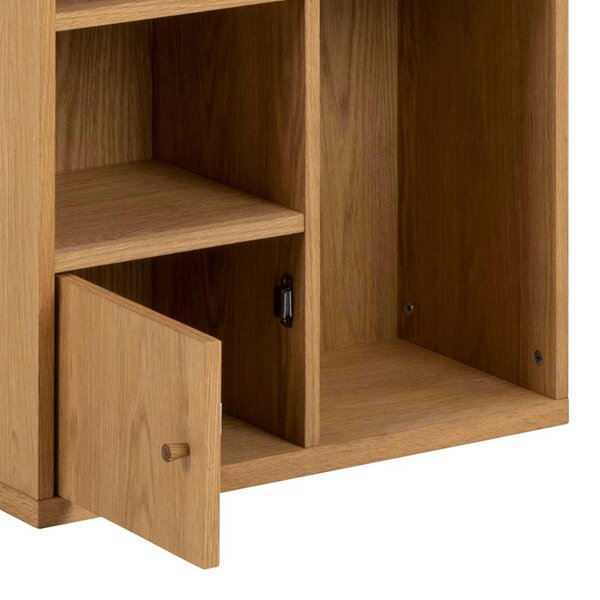 Wyld Haus Thallo Narrow Oak Wood 3 Door Multi Level Bookcase