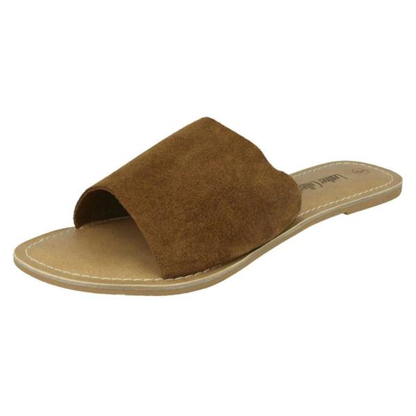 Leather Collection Ladies Leather Collection Flat Mule Sandals