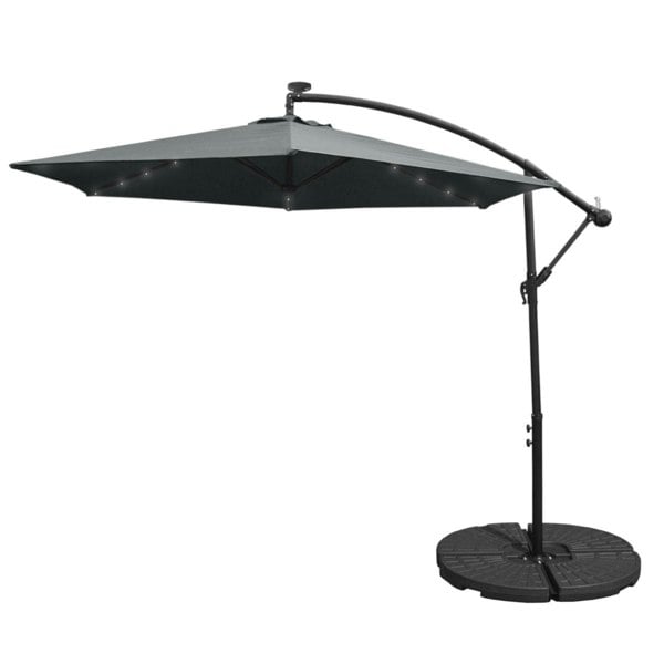 Monstershop Grey 3m LED Cantilever Parasol With Fan Base