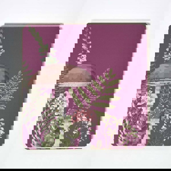 HOMESCAPES Cork Coasters with Mushroom Design, Set of 6