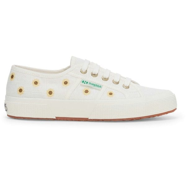 Superga Embroidery Linen Sunflower Linen Women's White Trainers