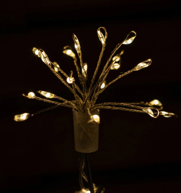 Samuel Alexander 30cm Set of 4 Light up Silver Shaped Christmas Tree Garden Path Lights with 200 Warm White LEDs
