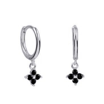 Gold Trip Black Crystal Flower Huggie Hoops