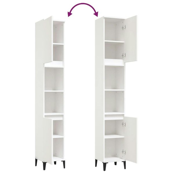 Berkfield Bathroom Cabinet White 30x30x190 cm Engineered Wood