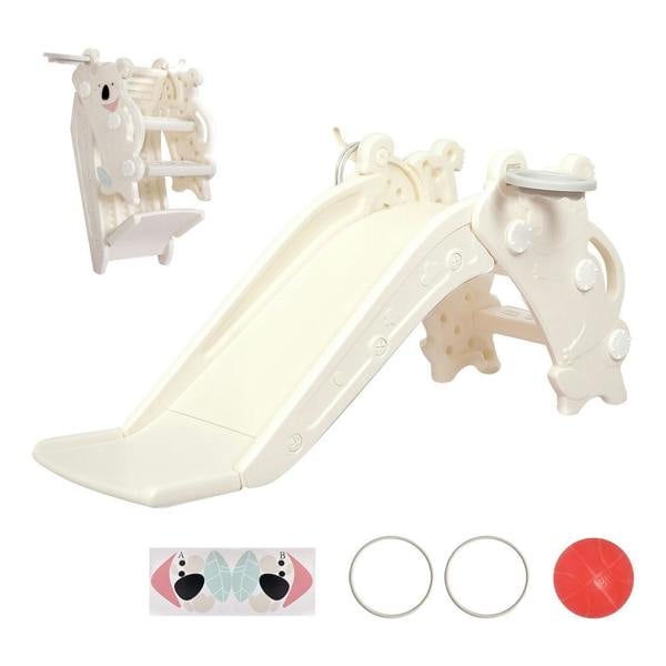 Dekko 4-In-1 Kids Slide Set Basketball Hoop Ring Toss Foldable Indoor Playground