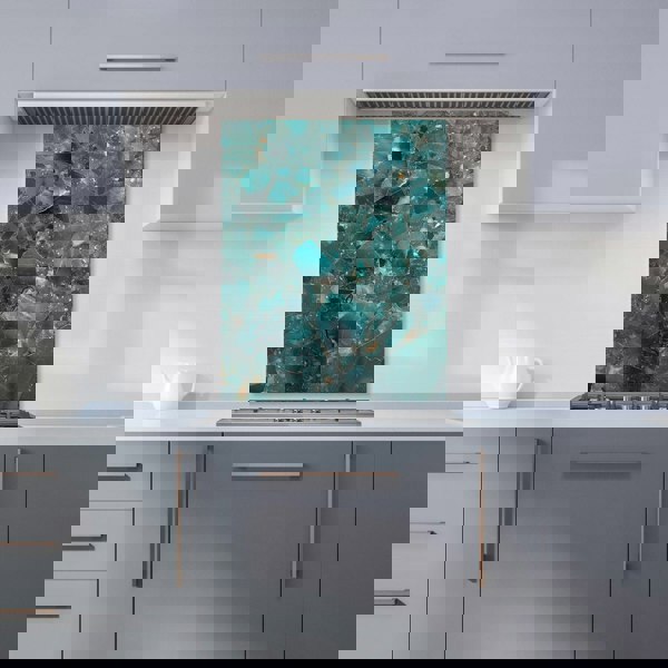 Warren Reed - Designer Teal Quartz Effect Kitchen Splashback