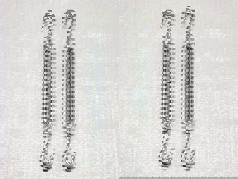 x2 M10 Galvanised Forged Straining Screw Hook And Hook - Caravan Turnbuckle Open Body