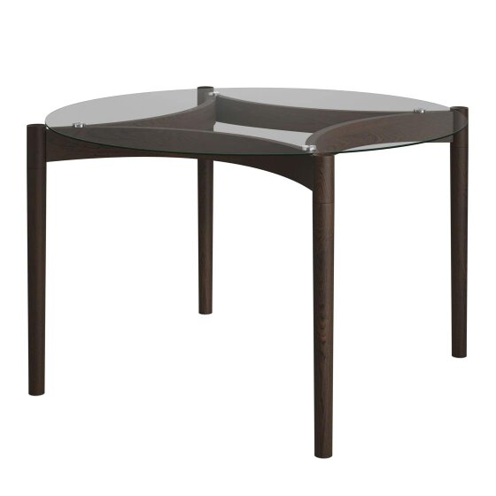 Wyld Haus Edenderry Clear Glass and Chocolate Wooden Dining Table 4 Seater