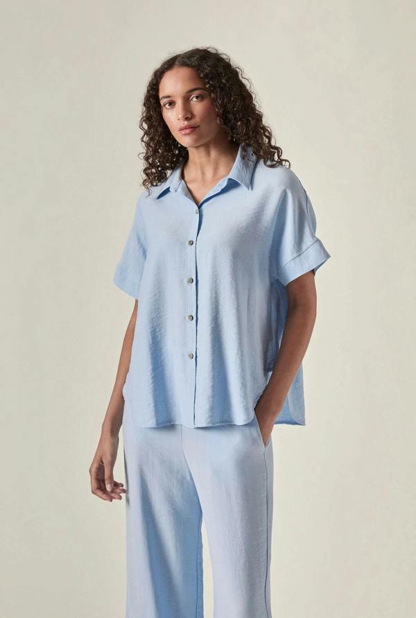 James Lakeland Relaxed Short Sleeve Blouse – Powder Blue