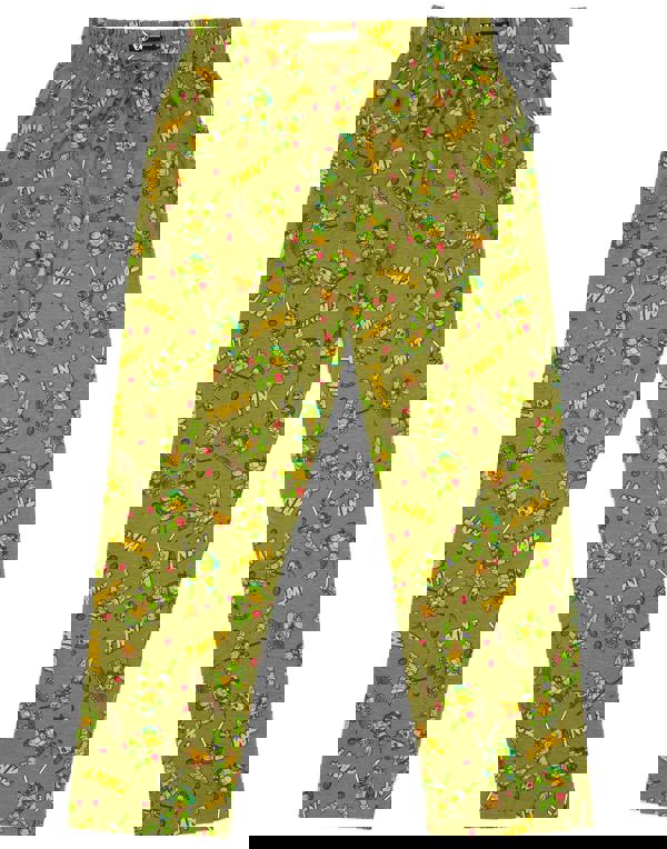 Teenage Mutant Ninja Turtles Mens Green Multi-Character All-Over Print Lounge Pants