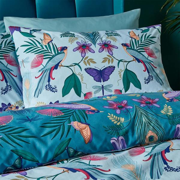 Mya Tropical Birds Duck Egg Duvet Cover Set