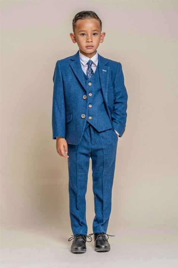 Orson blue boys three piece suit front