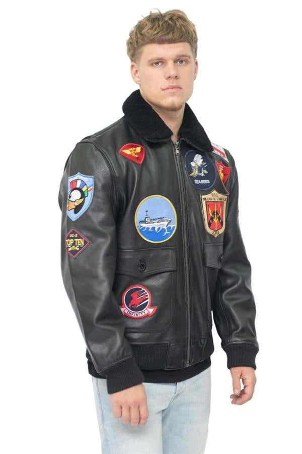 Infinity Leather Mens Top Gun A2 Leather Bomber Jacket-San Diego