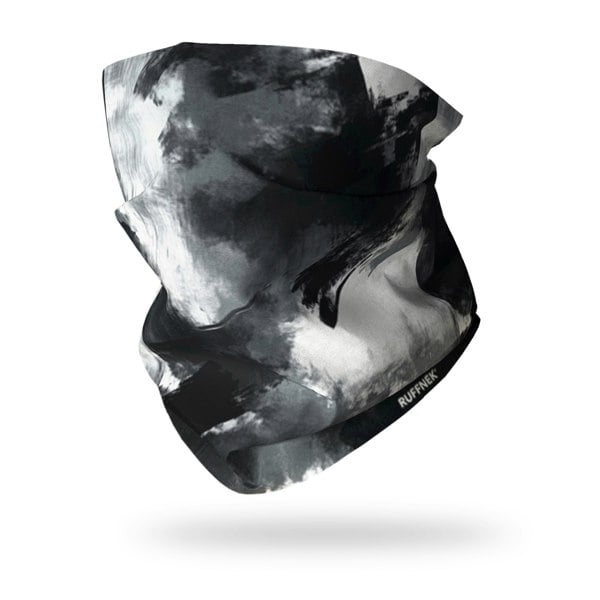 Black and white Ink Storm design RUFFNEK® snood, ideal for Skiing, hiking, cycling and outdoor wear. 