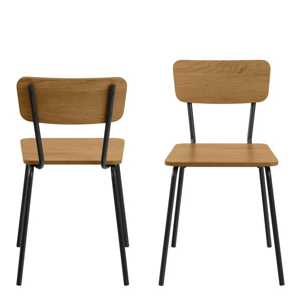 Furniture To Go Peru Dining Chair in Steel and Oak Set of 2