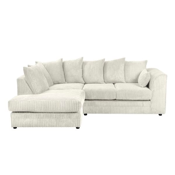 SQUAREBOXX Dylan Jumbo Cord 4 Seater Fabric Corner Sofa in Cream