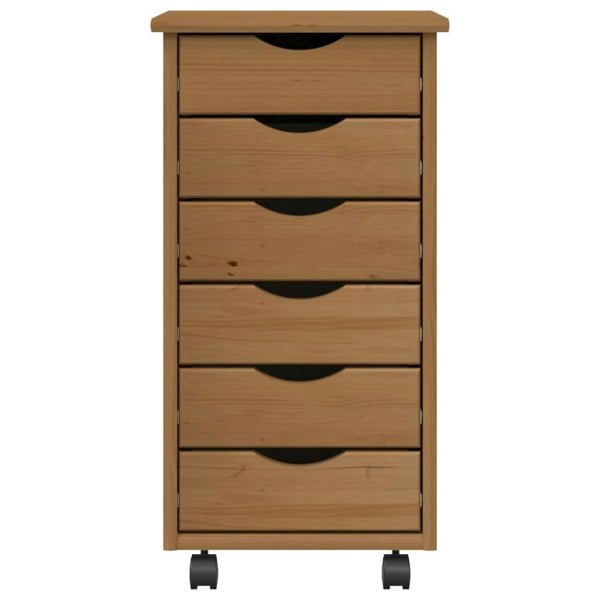 Berkfield Rolling Cabinet with Drawers MOSS Honey Brown Solid Wood Pine