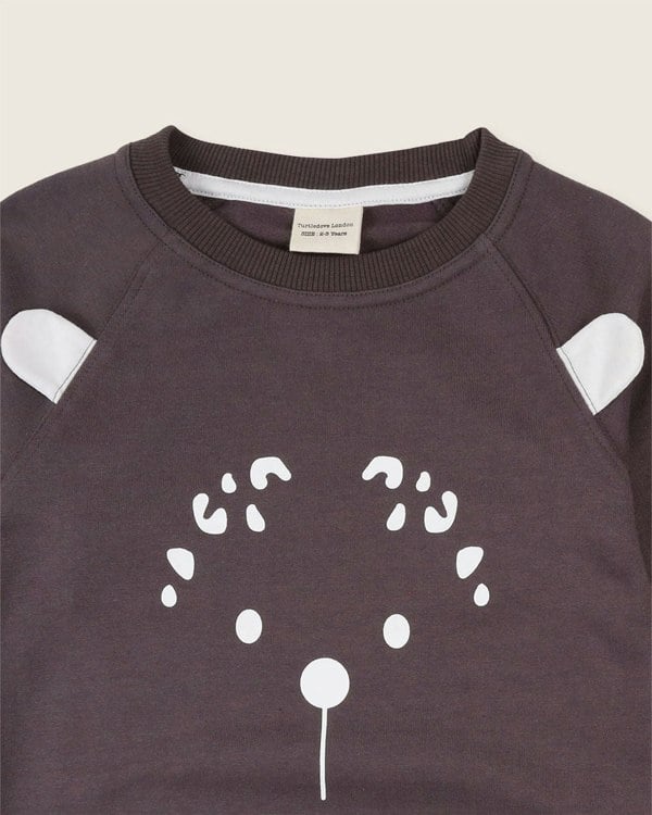 organic cotton Charcoal Grey Leopard Ears Applique Sweatshirt - image 3