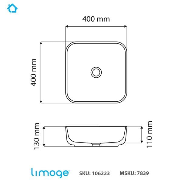 7839 ceramic vert square countertop basin