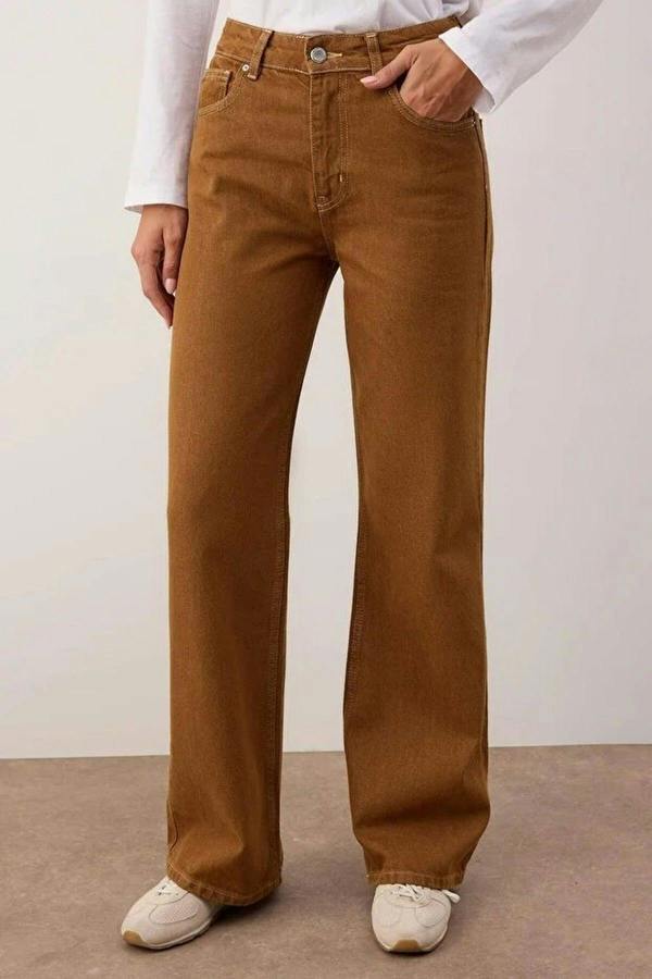WOVCOR High Waist Vintage Wash Denim Wide Leg Jeans