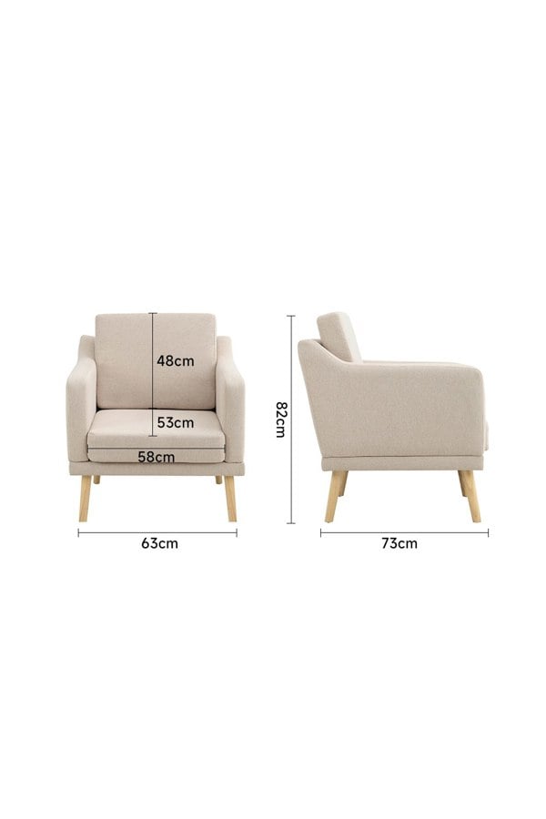 Living and Home Beige Linen Upholstered Padded Armchair