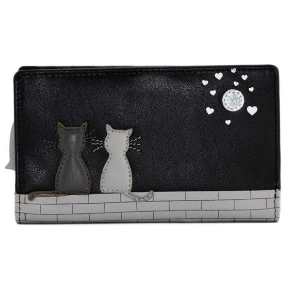 Mala Leather Midnight Cat Appliqué RFID Leather Bifold Purse