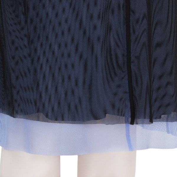 Marios Schwab luxurious layered mesh dress in black and lavender blue