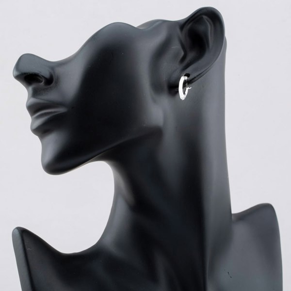 T. H. Baker Sterling Silver Hexagon Patterned Creole Hoop Earrings S3039