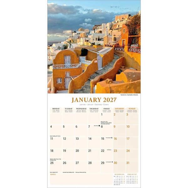 Greek Islands Calendar 2027, Wall Calendars, Month To View, Travel, Gift