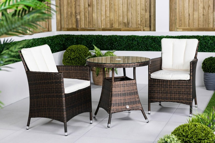 Giardino Savannah Rattan Garden Bistro Set Patio Table and Chairs Furniture
