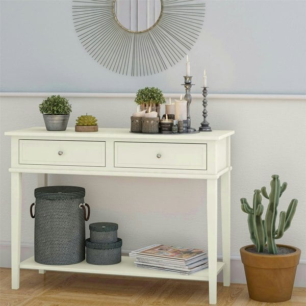Dorel Home Franklin Console Table with 2 Drawers White