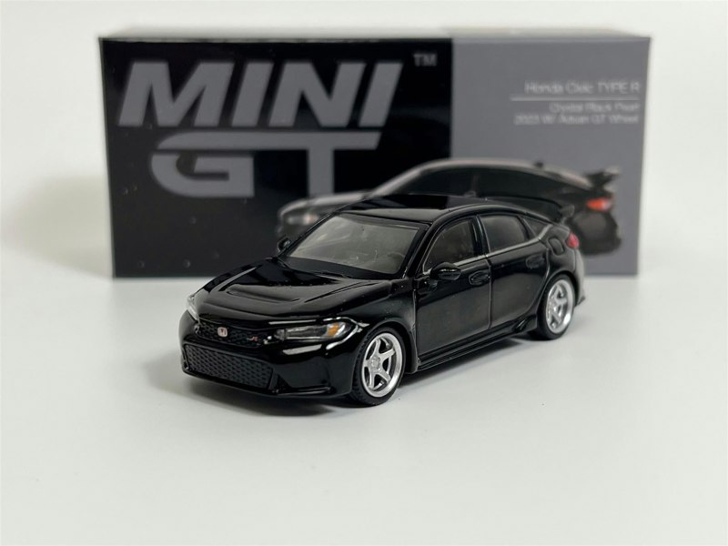 Mini GT Honda Civic Type R Crystal Black Pearl 2023 W Advan GT Wheel LHD 1:64 Mini GT MGT00585L