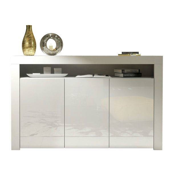 Mex Furniture Sideboard 155cm – White Matt Body & White Gloss Doors