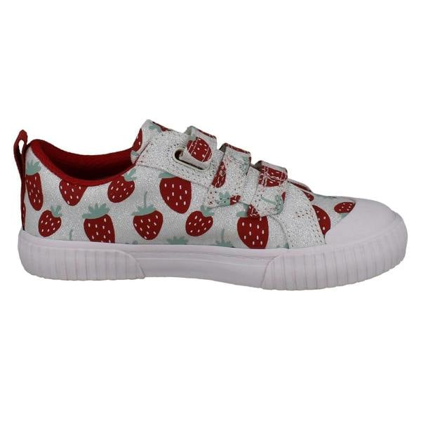 Clarks Girls Clarks Canvas Metallic Strawberry Design Shoes Foxing Fraise