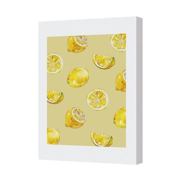 Benjamin Tate Design Handmade Lemon Watercolour Canvas Print Framed Wall Art Decor