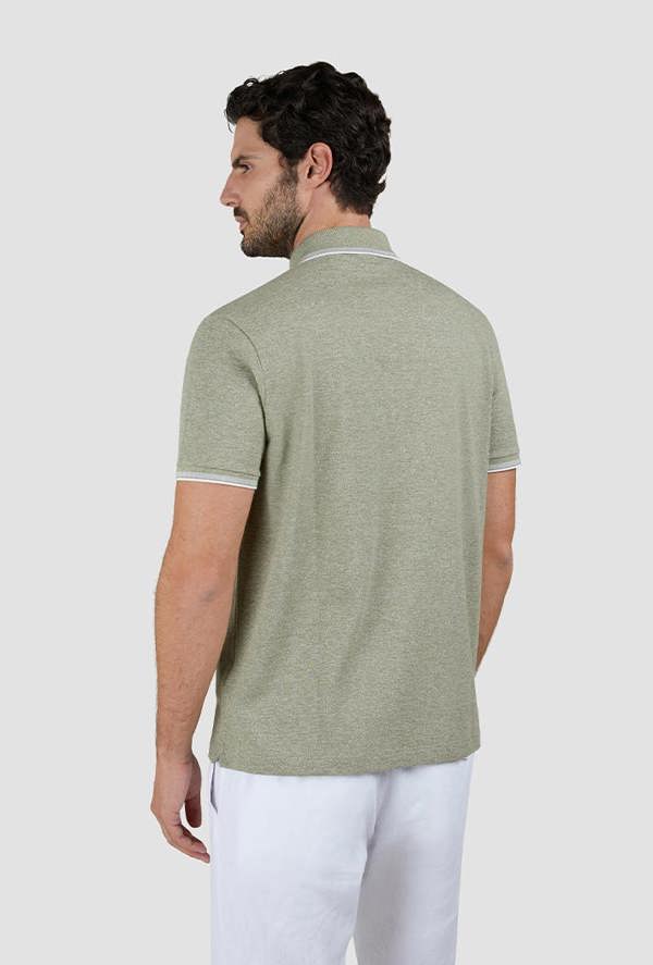 Paul & Shark Men's Jaspe Pique Cotton Polo with Striped Trims