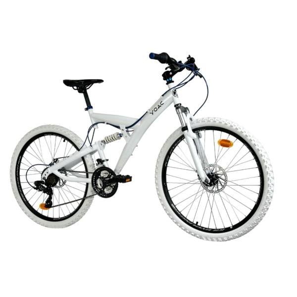 YOAC 11 Full Suspension Mountain Bike, 21 Speed - White/Blue