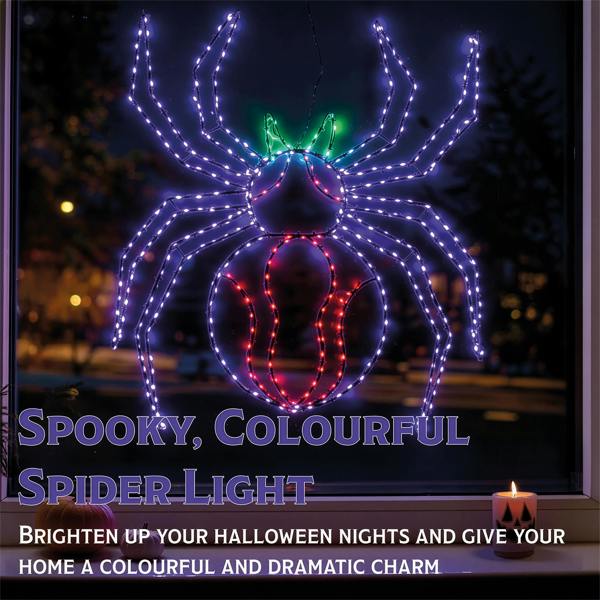 Fxlab Multicolour Micro LED Metal Silhouette Spider Outdoor Timer