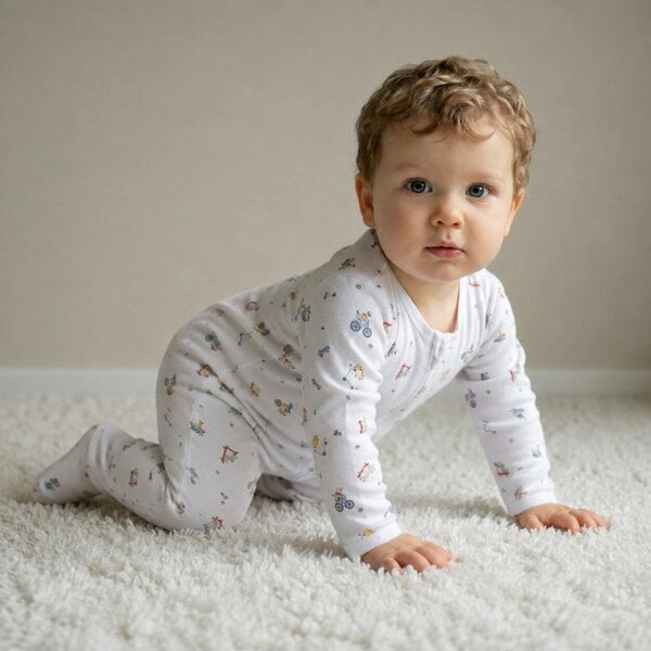 Mini Cuddles Playtime Sleepsuit (White)