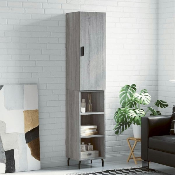 Berkfield Highboard Grey Sonoma 34.5x34x180 cm Engineered Wood
