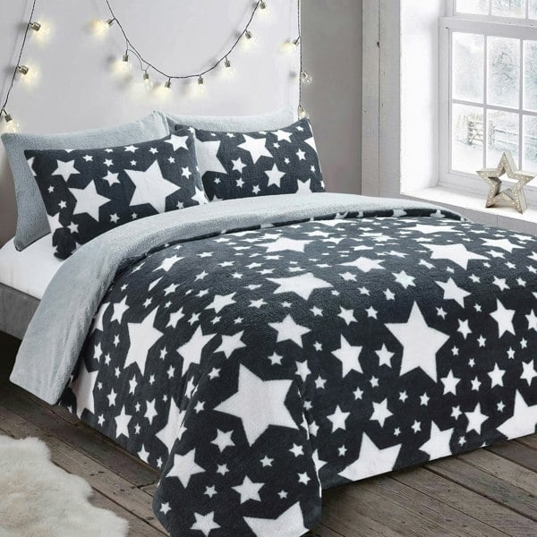 Velosso Galaxy Teddy Fluffy and Warm Fleece Duvet Cover Set