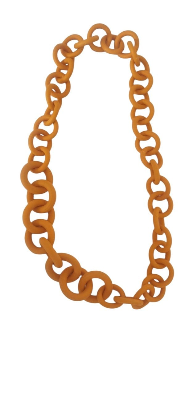 One Of A Kind Club Orange chunky rubber long necklace